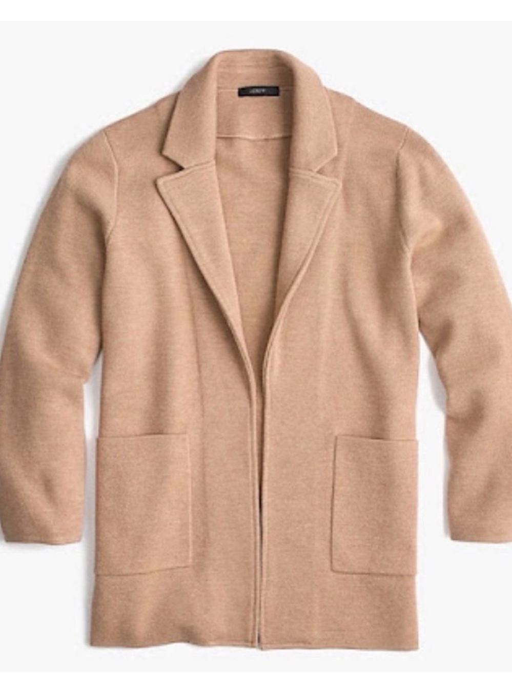J.Crew Sophie Open Front Sweater Blazer tan womens size small merino wool cotton